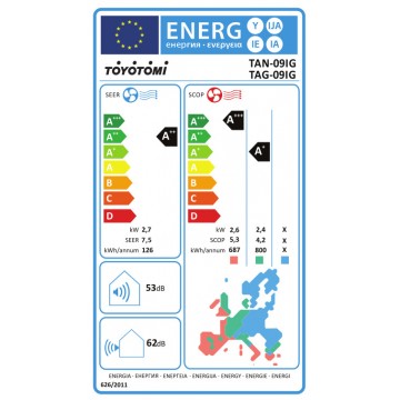 Toyotomi Ikigai TAN/TAG-09IG Κλιματιστικό Inverter 9000 BTU A++/A+++ με Ιονιστή και Wi-Fi